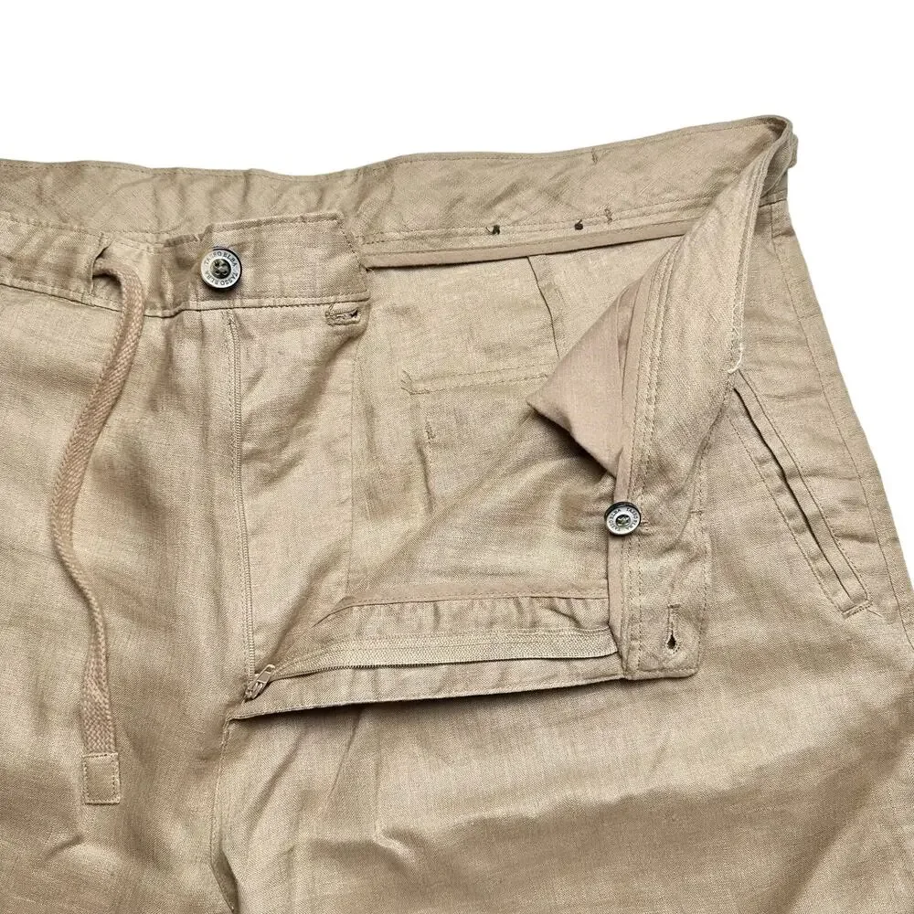 Tasso Elba Island | Men | Tan 100% Linen Vacation Light Drawstring Pants | 40x30
